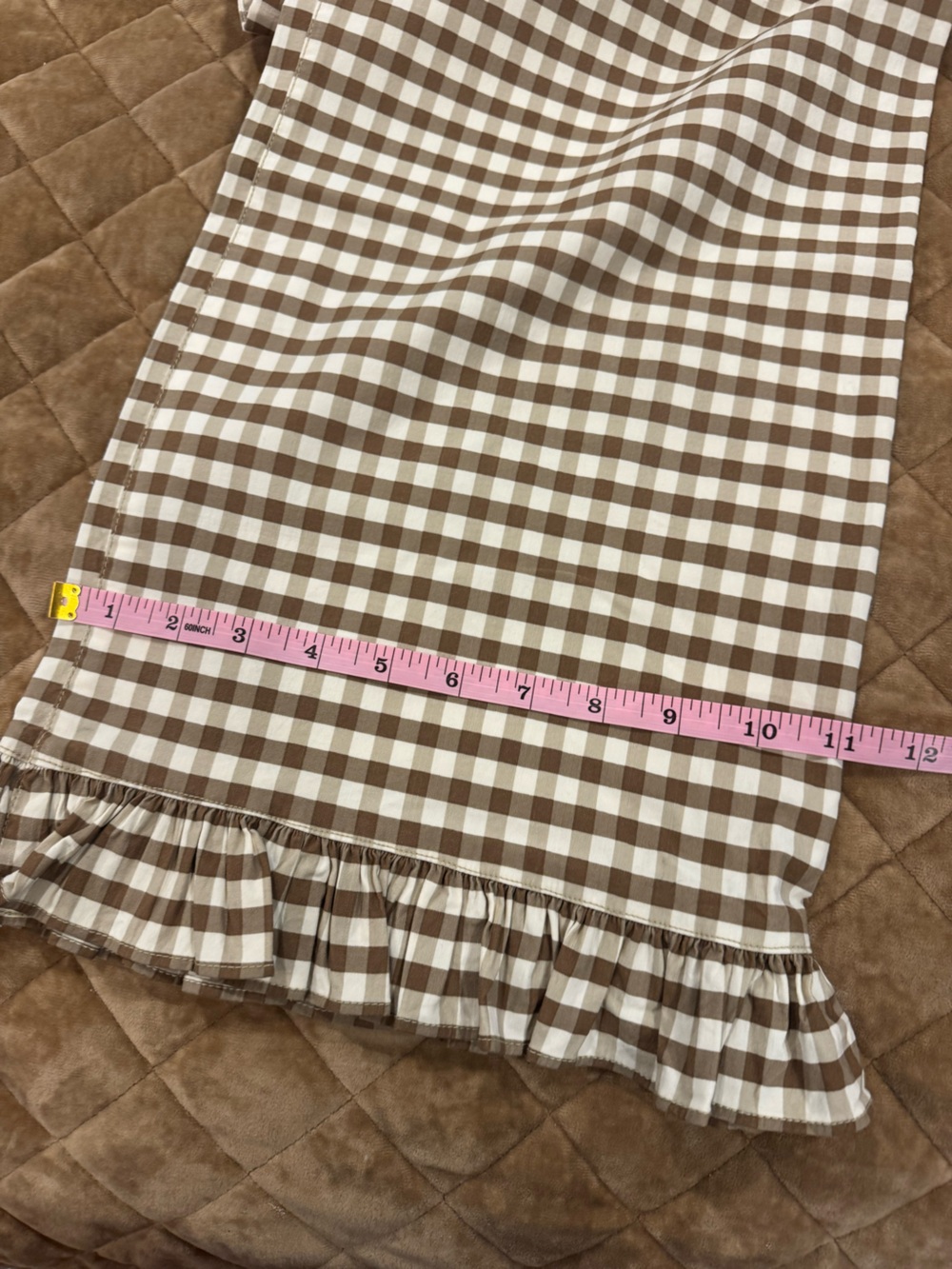 Maeve Brown&White Gingham Ruffle-Hem wide leg Pants w/ pockets! Fun&Flattering! - Picture 13 of 14